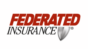Federated Insurance logo with red bold 'FEDERATED' text and a silver shield emblem at the bottom-right.
